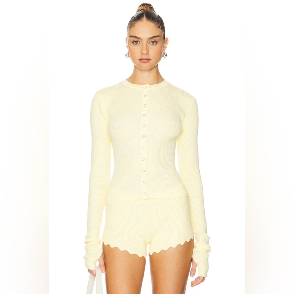 Lioness Ivy League Top Butter Ribbed Cardigan Soft Girl Preppy Minimalist XS